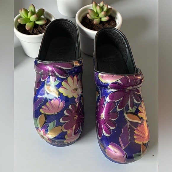 Dansko Professional Clog Indigo Floral Patent Leather EU 37 - Picture 3 of 7